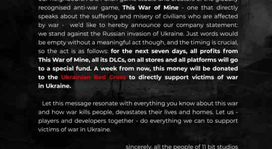 Dieser War Of Mine Verkauf bringt Hilfsgelder fuer das Ukrainische Rote