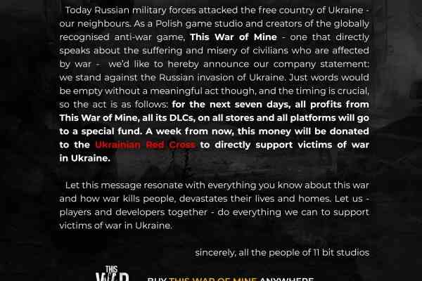 Dieser War Of Mine Verkauf bringt Hilfsgelder fuer das Ukrainische Rote