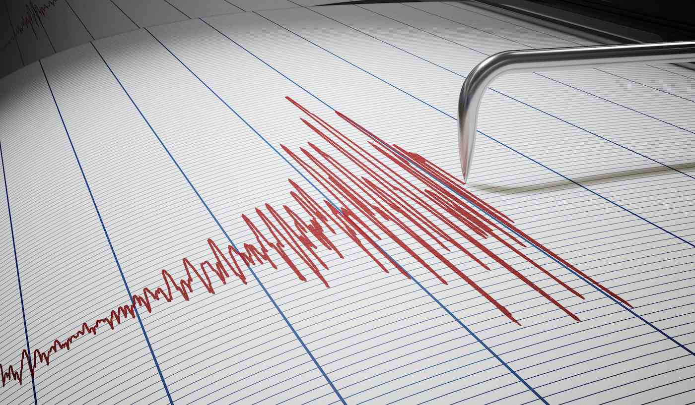 Seismograph zur Erdbebenerkennung oder Lügendetektor zeichnet Diagramm.  3D-Darstellung.