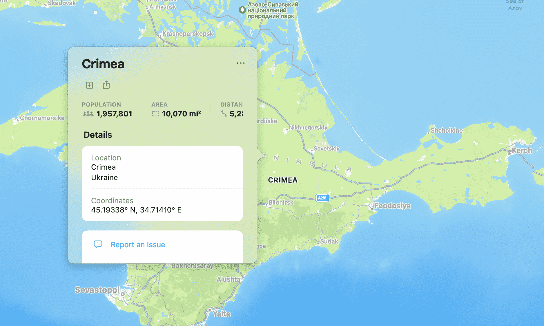 Apple Maps zeigt Zuschauern ausserhalb Russlands jetzt die Krim als