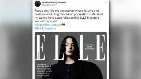 Der Buchstabe „Z auf der Titelseite von Elle Russia zieht