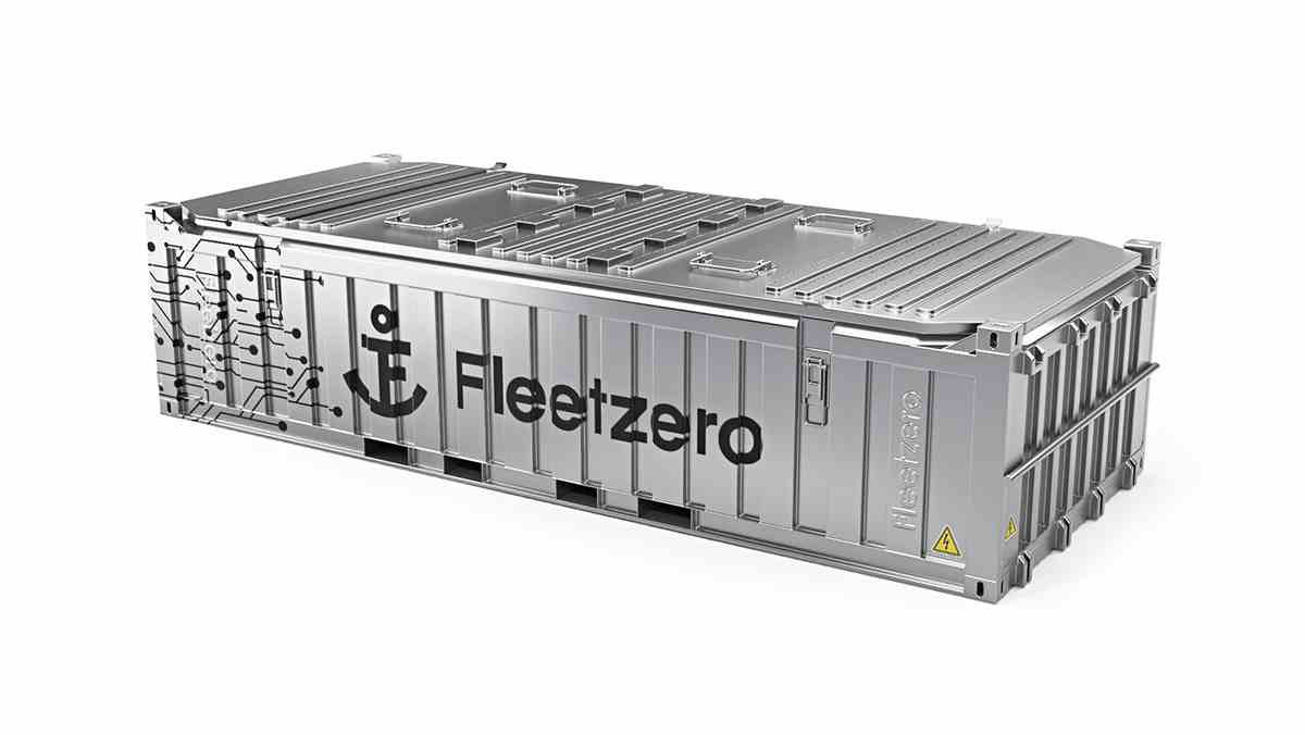 CG-Darstellung einer Batterie eines Fleetzero-Versandcontainers.