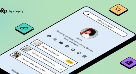 Shopify fuehrt einen neuen „Linkpop Link im Bio Tool mit integrierten E Commerce Funktionen