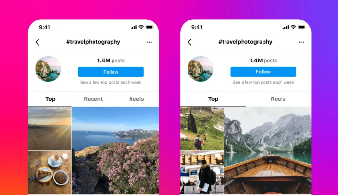 Instagram Test entfernt fuer einige Benutzer die Registerkarte „Zuletzt von Hashtag Seiten