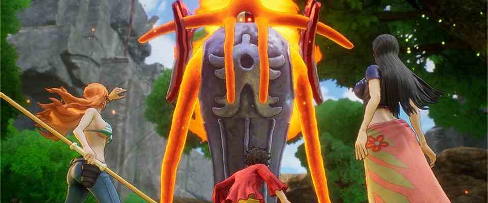 One Piece Odyssey Screenshots zeigen ein JRPG Abenteuer voller Monster