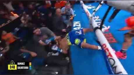 Boxer in schockierendem KO durch die Seile geschickt VIDEO —