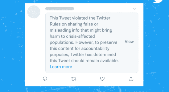 Twitter wird in Krisenzeiten falsche Tweets von hochkaraetigen Konten verbergen