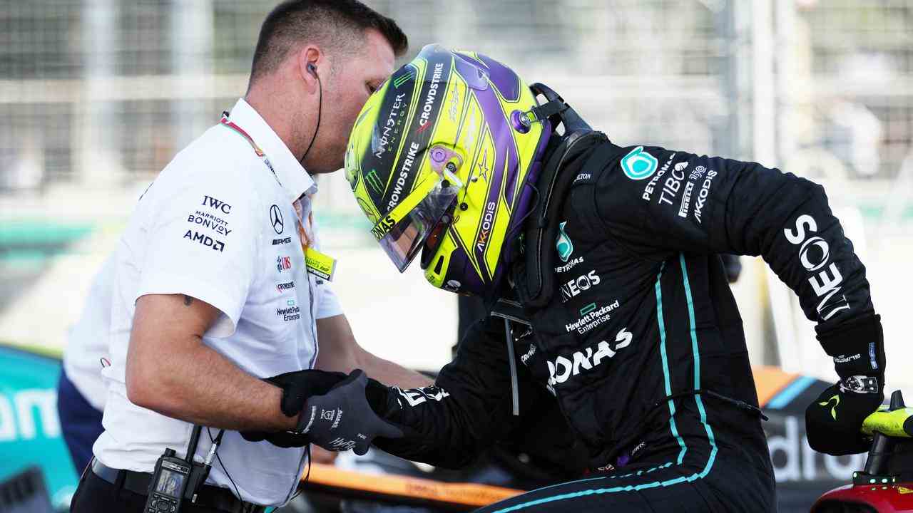 Lewis Hamilton kommt nach dem GP von Aserbaidschan nur mit Mühe raus.