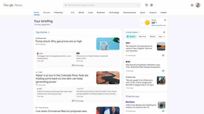 Google News fuehrt ein neues Desktop Design mit Themenanpassung ein –