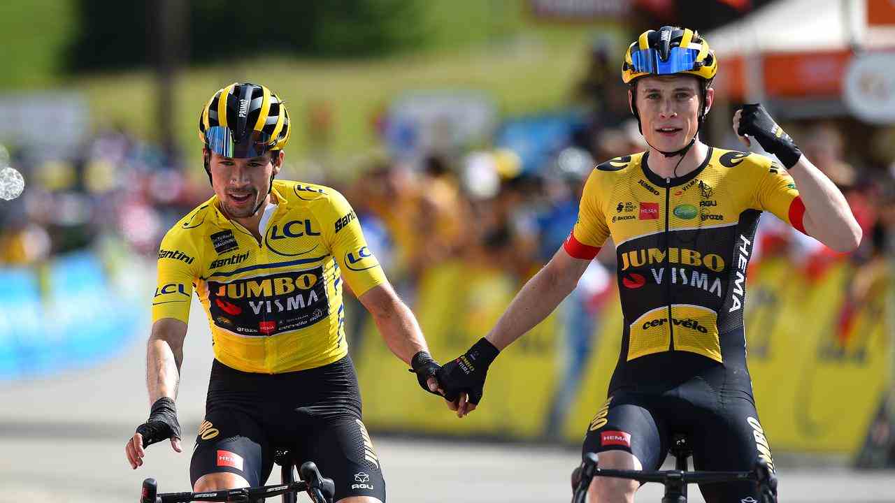 Primoz Roglic und Jonas Vingegaard Anfang dieses Monats während der Dauphiné.