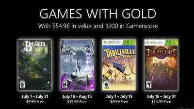 Microsoft kuendigt Juli Spiele fuer Xbox Live Gold Mitglieder an