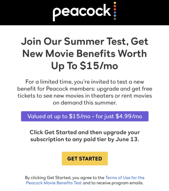 Peacock bestaetigt einen Test der bezahlte Abonnenten mit 15 Dollar Kinokarten oder.webp