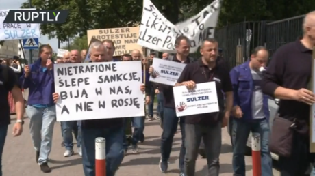 Polnische Mitarbeiter protestieren gegen Sanktionen gegen Russland VIDEO — World