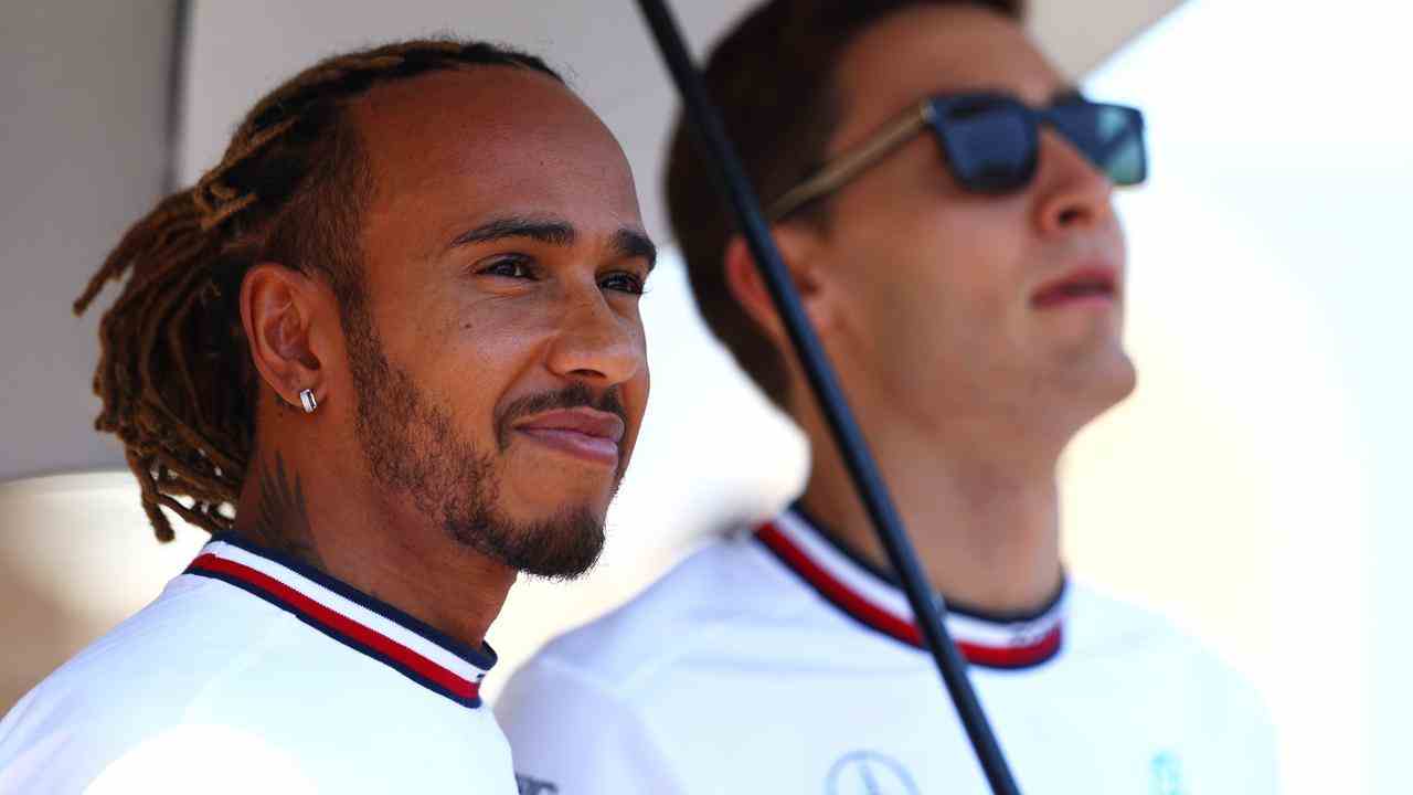 Mercedes-Fahrer Lewis Hamilton und George Russell.