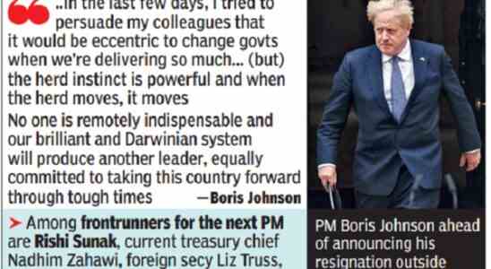Boris Johnson tritt als Tory Fuehrer zurueck und beschuldigt den „Herdeninstinkt