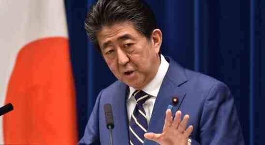 Der fruehere japanische Premierminister Shinzo Abe wird waehrend einer Rede