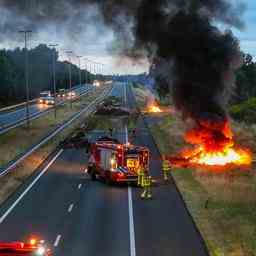 Entlang der Autobahnen wieder Heu verbrennen A1 bei Voorst kann
