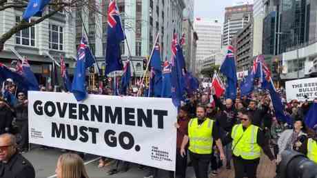 Demonstranten umzingeln das neuseelaendische Parlament — World
