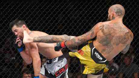 UFC Anwaerter laesst Ex Champion mit vernichtendem Nose Break Kick KO fallen VIDEO —