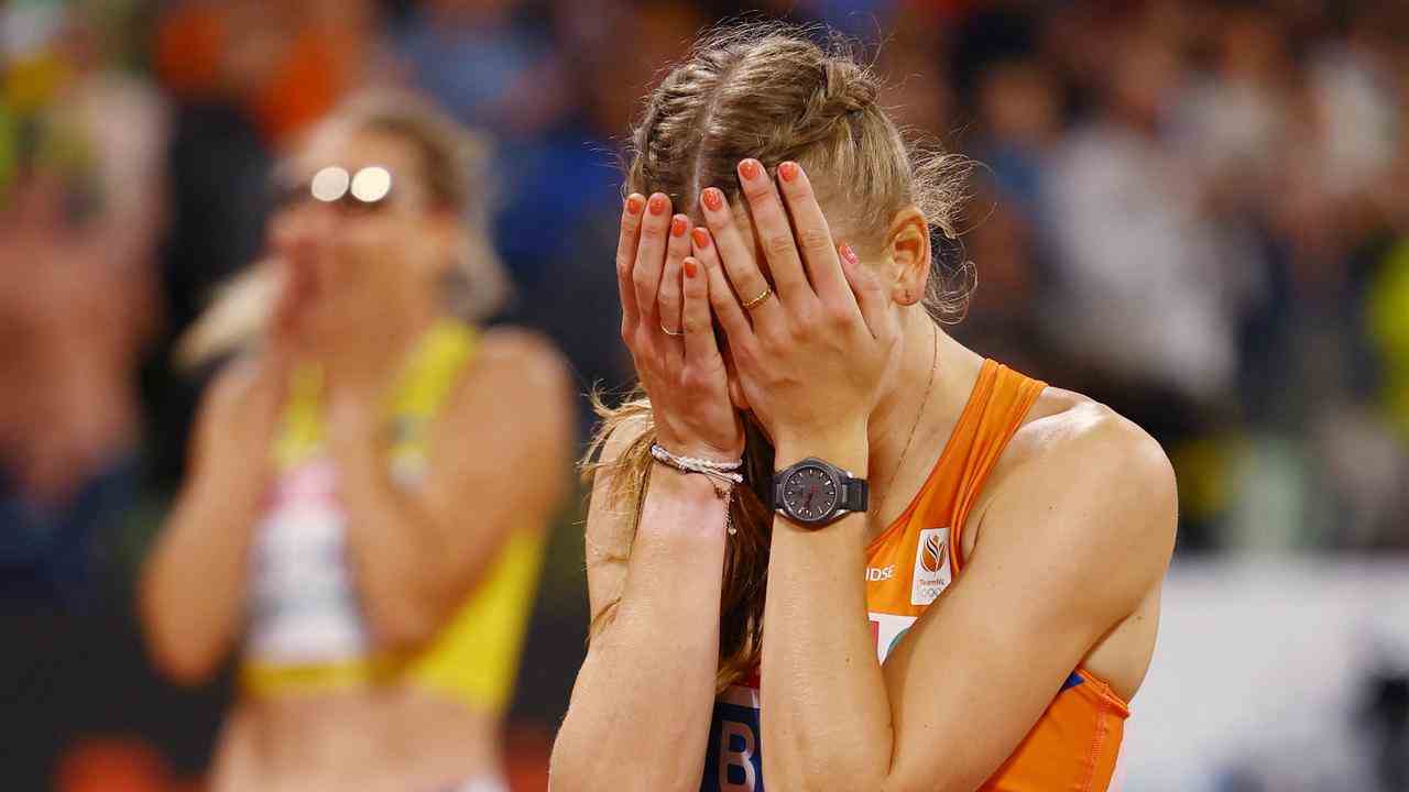 Femke Bol kurz nach dem Zieleinlauf in München.