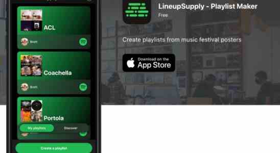 Die App von LineupSupply verwandelt Poster von Musikfestivals in Spotify Playlists