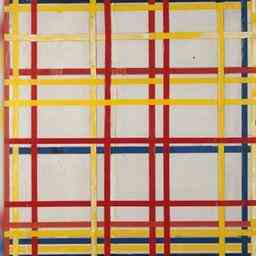 Kunstwerk Piet Mondrian haengt seit vierzig Jahren kopfueber in deutschen