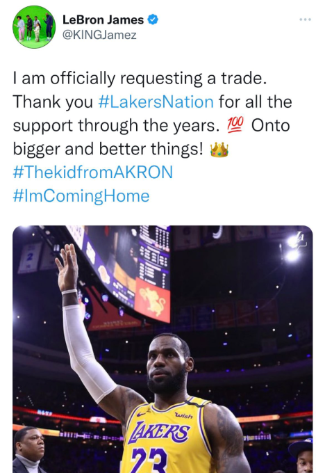 gefälschter LeBron James-Tweet