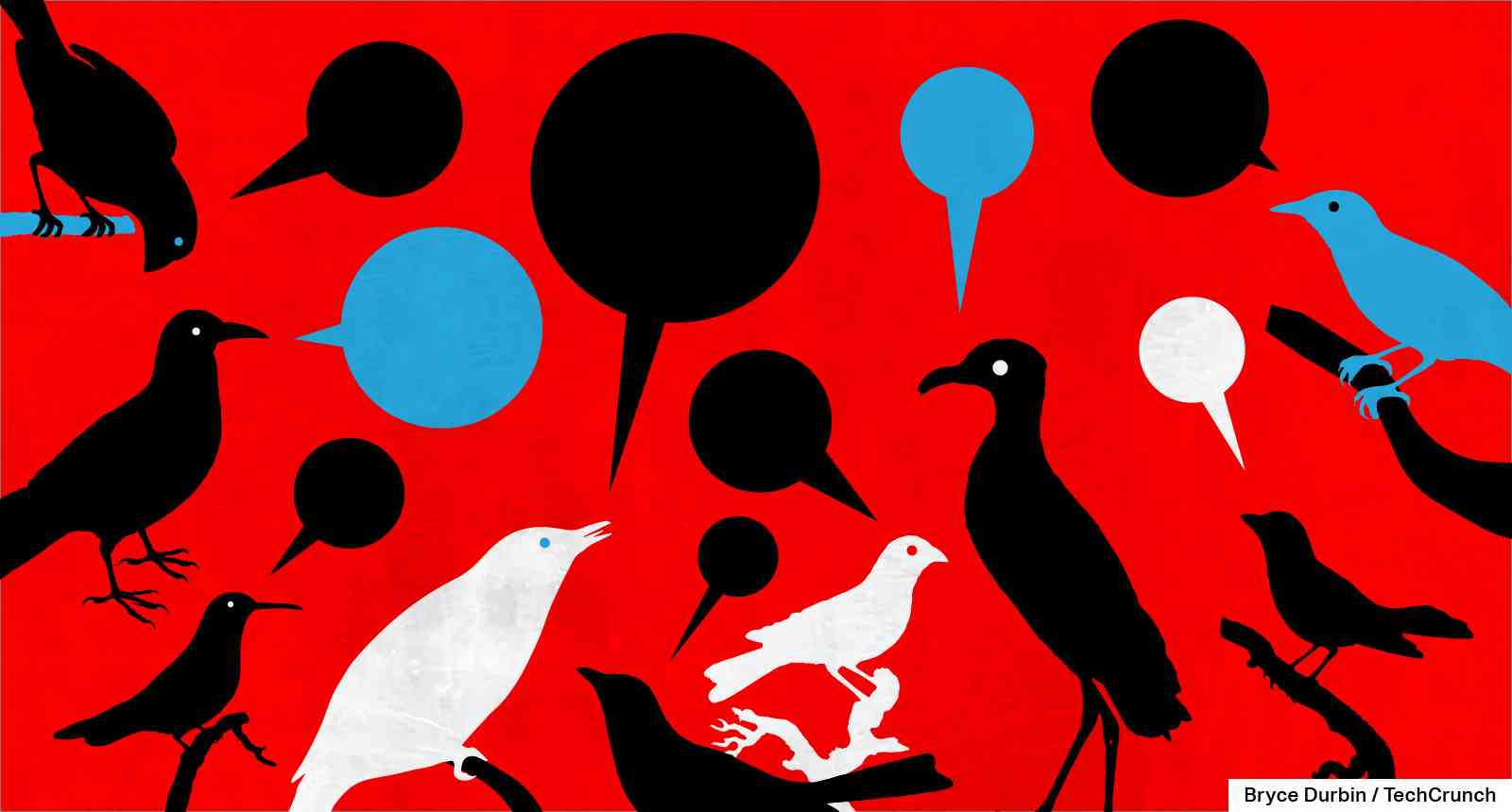 Illustration von Vögeln mit Sprechblasen