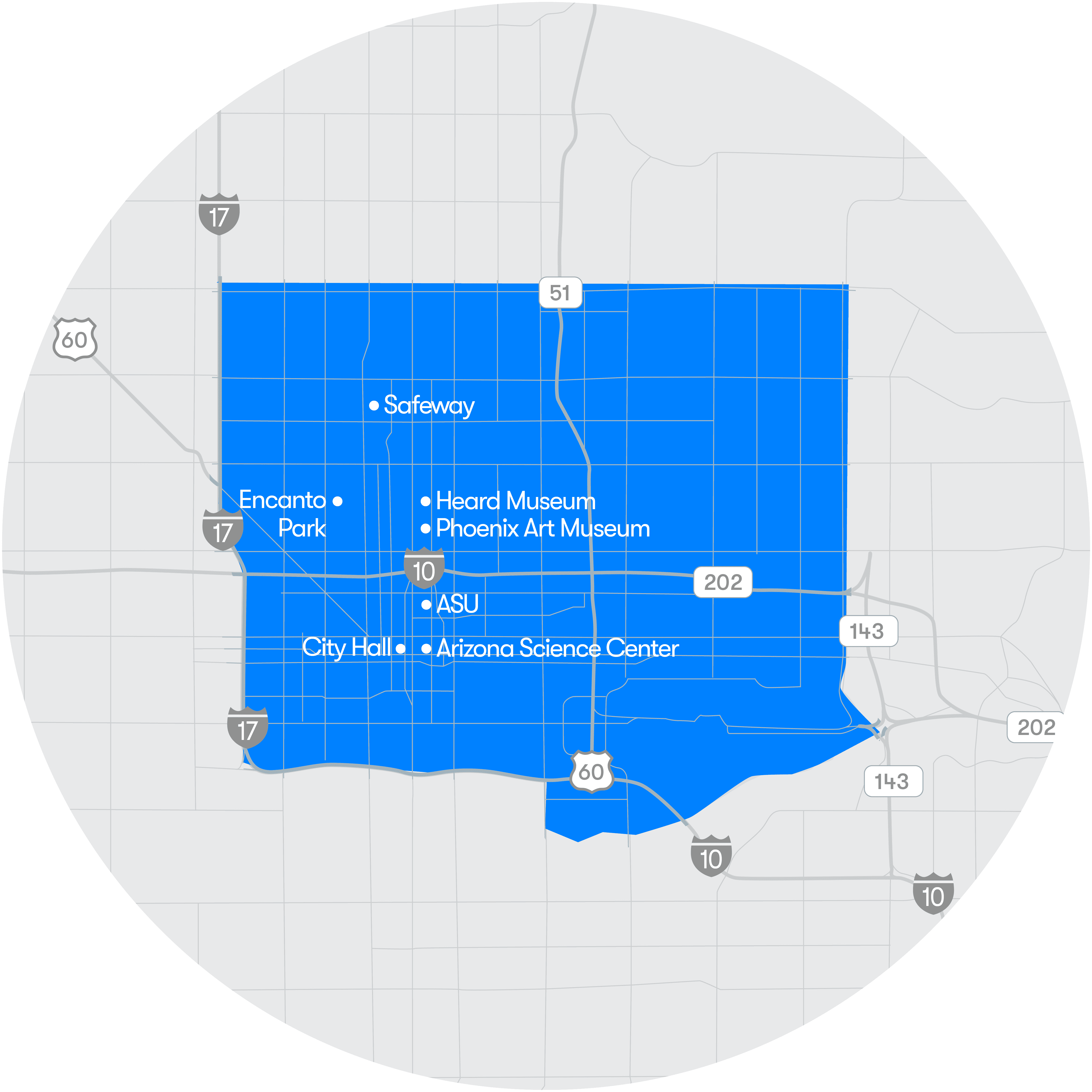 Karte der Innenstadt von Phoenix