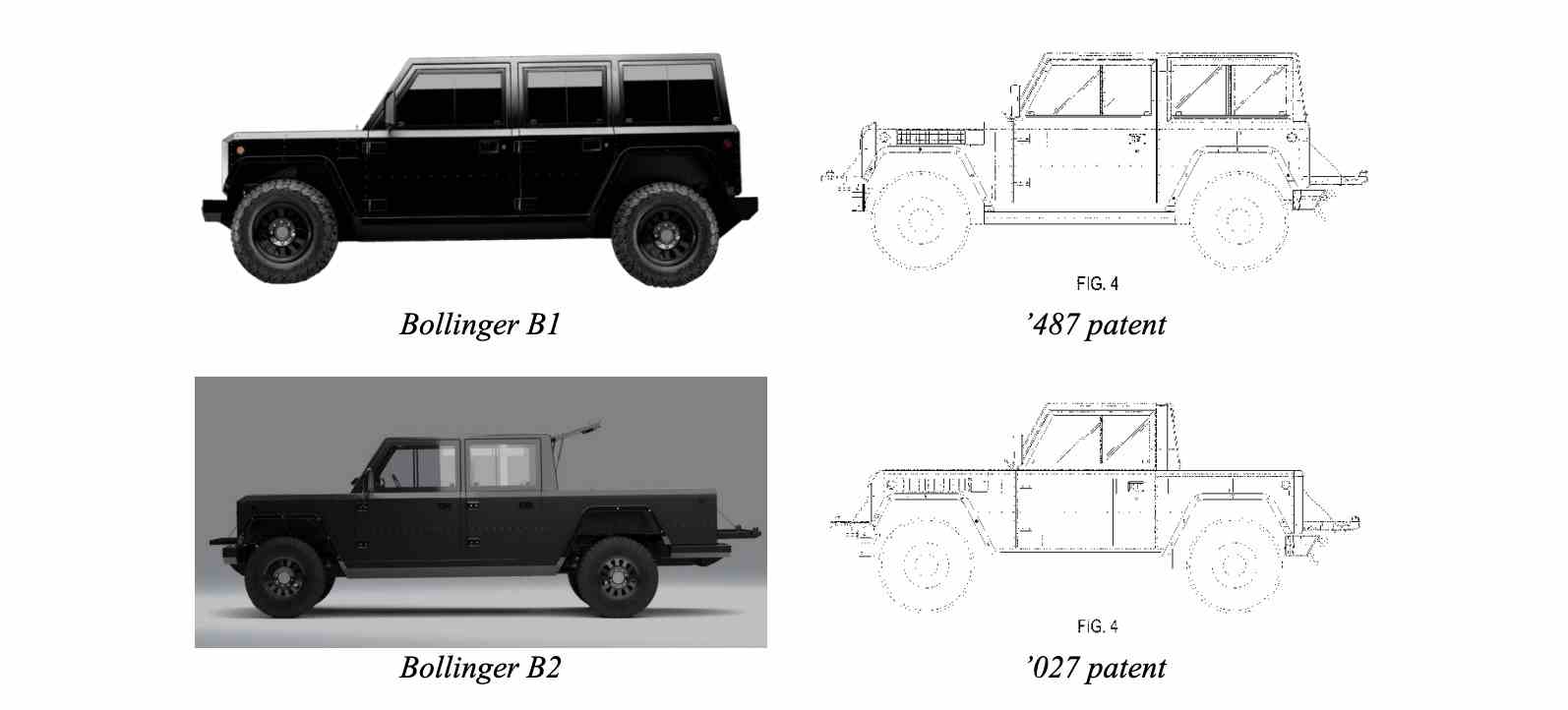 Bollinger B1- und B2-Zeichnungen