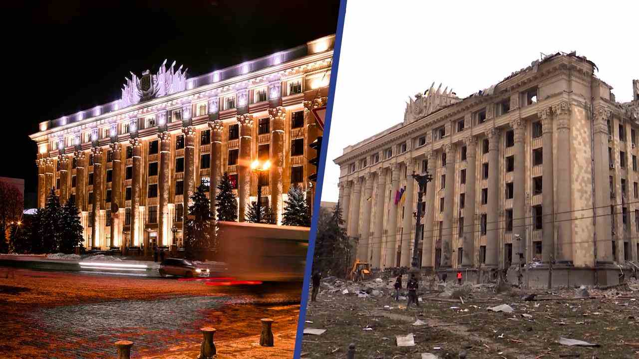 Beeld uit video: Toen en nu: In deze Oekraïense steden is de verwoesting het grootst