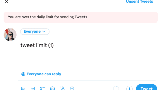 Twitter teilt Benutzern mit dass sie das taegliche Tweet Limit ueberschritten