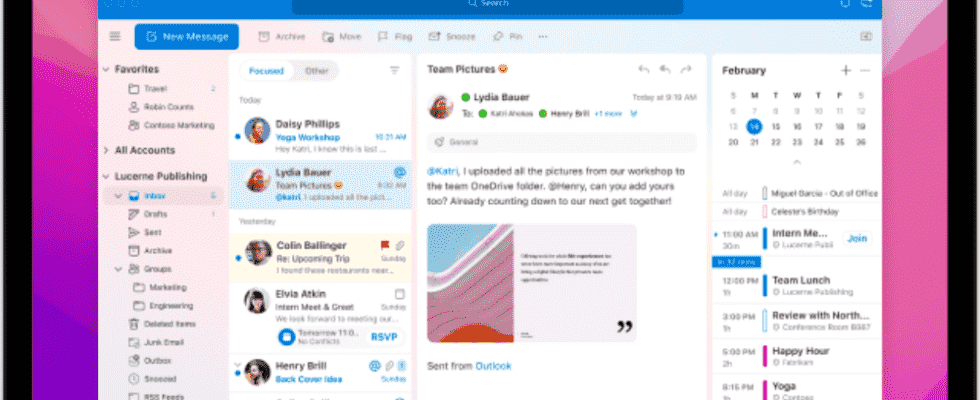 Outlook Die neu gestaltete Outlook fuer Mac App von Microsoft kann
