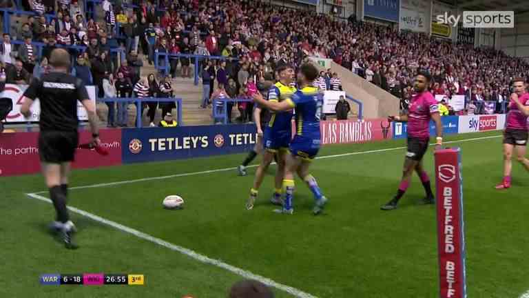 L'incroyable finition de Matty Ashton dans le coin a permis à Warrington de réduire l'écart contre Wigan en première mi-temps