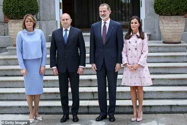 La semaine dernière, Letizia a organisé un déjeuner pour le président bulgare Rumen Radev et son épouse Desislava lors de la première visite d'État du pays depuis 1999, avec le roi Felipe