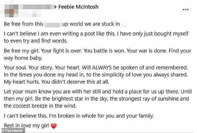 Des centaines d'hommages ont été rendus sur les réseaux sociaux pour le Feebie McIntosh 