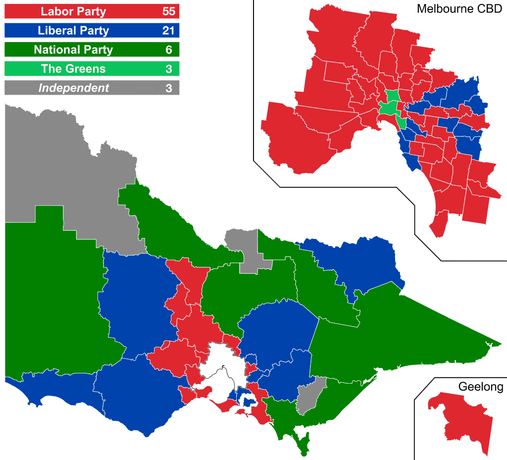 Une carte des résultats des élections