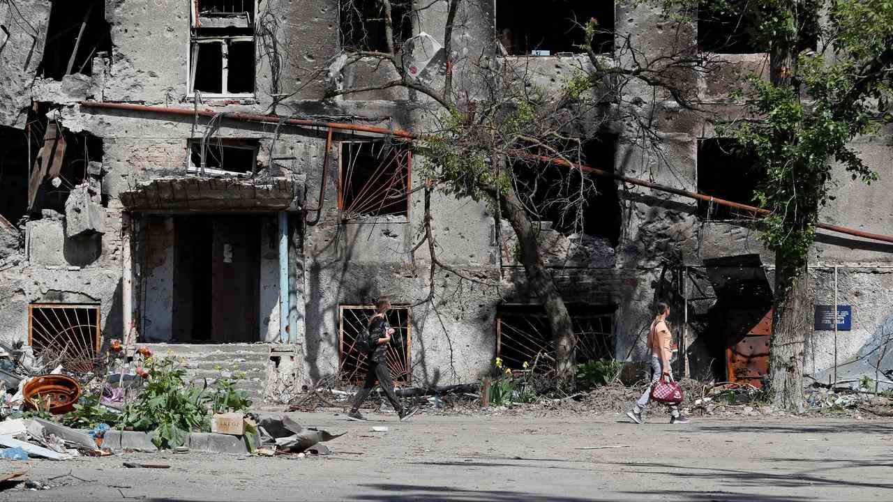 Un bâtiment détruit à Marioupol, fin mai.