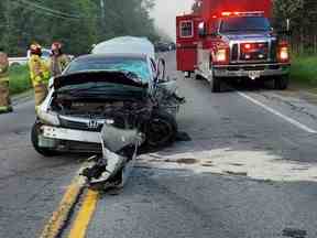 Trois personnes ont été blessées dans une collision à plusieurs véhicules sur la route 309 près de l'Ange Gardien vendredi soir.