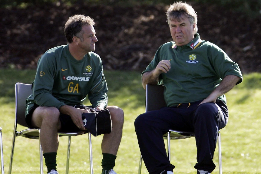 Graham Arnold et Guus Hiddink en 2006
