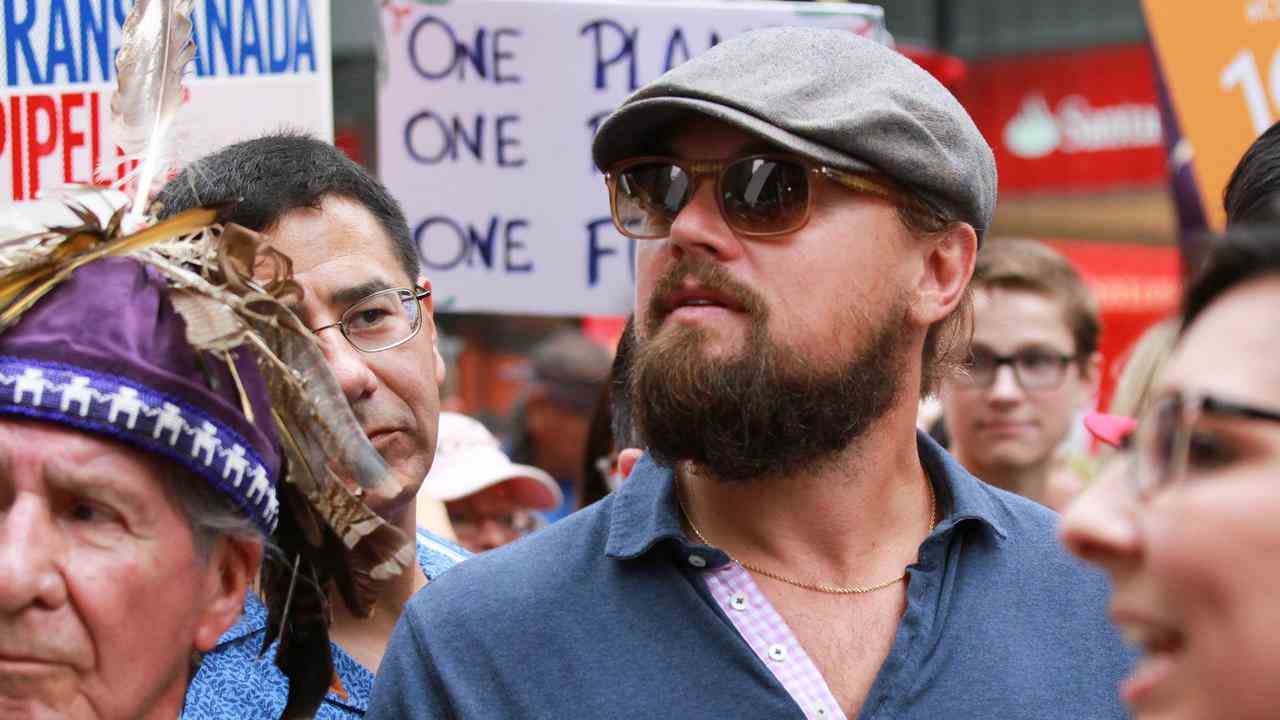 Leonardo DiCaprio lors d'une marche pour le climat à New York en 2014.