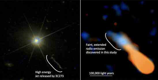 ALMA detecte une structure radio inconnue autour dun quasar distant