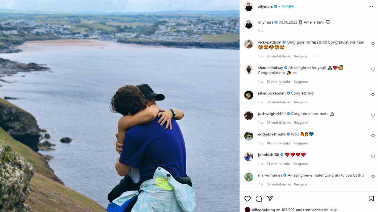Olly Murs annonce sur Instagram qu'il a proposé à sa petite amie Amelia Tank.  (Photo : Instagram/Olly Murs)