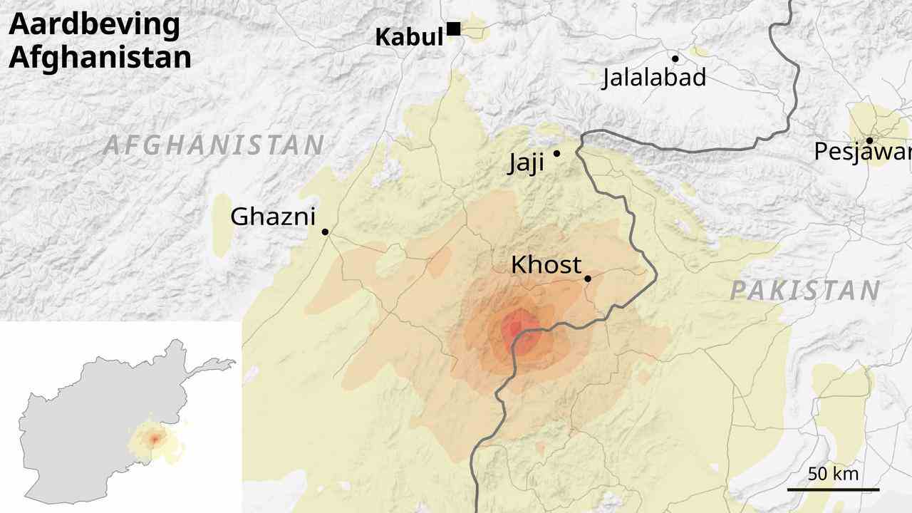 La zone du tremblement de terre près de la ville afghane de Khost.