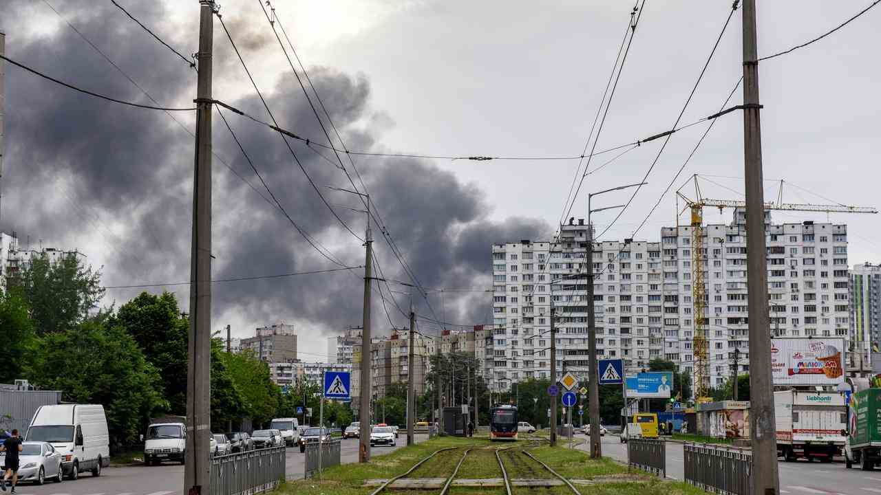 La fumée au-dessus de Kyiv était clairement visible.