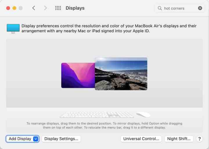 Évitez d'aligner l'écran secondaire d'un Mac avec l'écran principal pour que les Hot Corners fonctionnent.