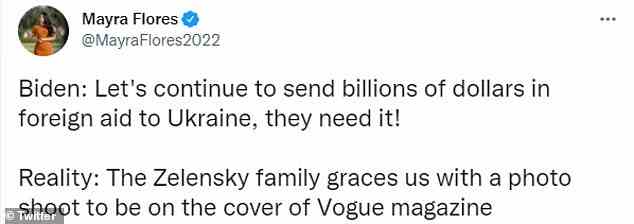 Il n'y a aucune preuve que les envois d'aide de l'administration Biden à l'Ukraine aient quoi que ce soit à voir avec l'article de Vogue
