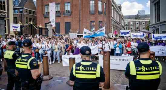 Des milliers de medecins generalistes manifestent a Malieveld la police