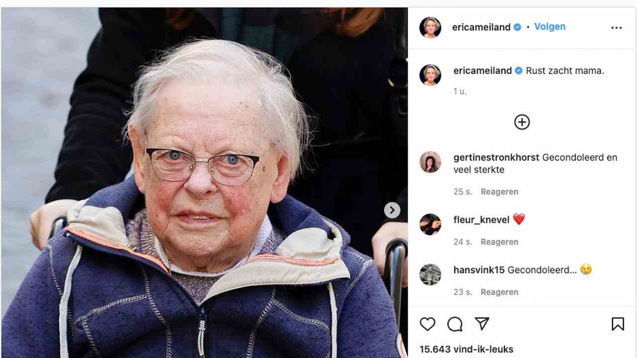 Jenny Renkema-Hof est décédée à l'âge de 93 ans.  (Photo : Instagram/Erica Renkema)