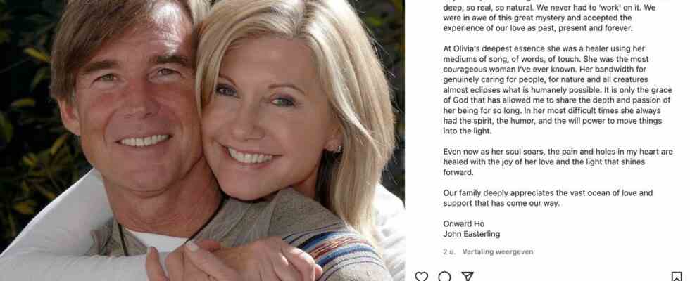 Le mari rend hommage a Olivia Newton John La femme la